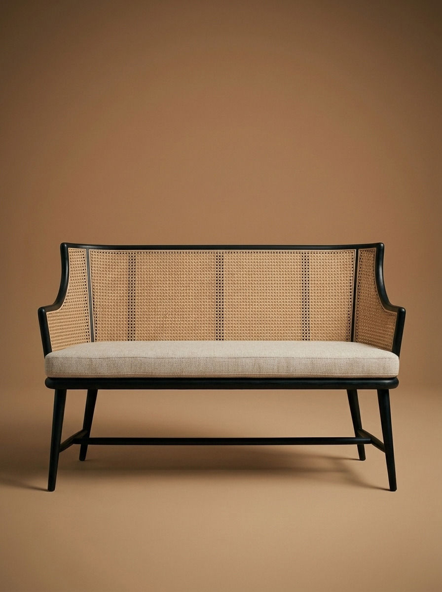 KAEL WOOD RATTAN SOFA - Bespoke funiture - front view