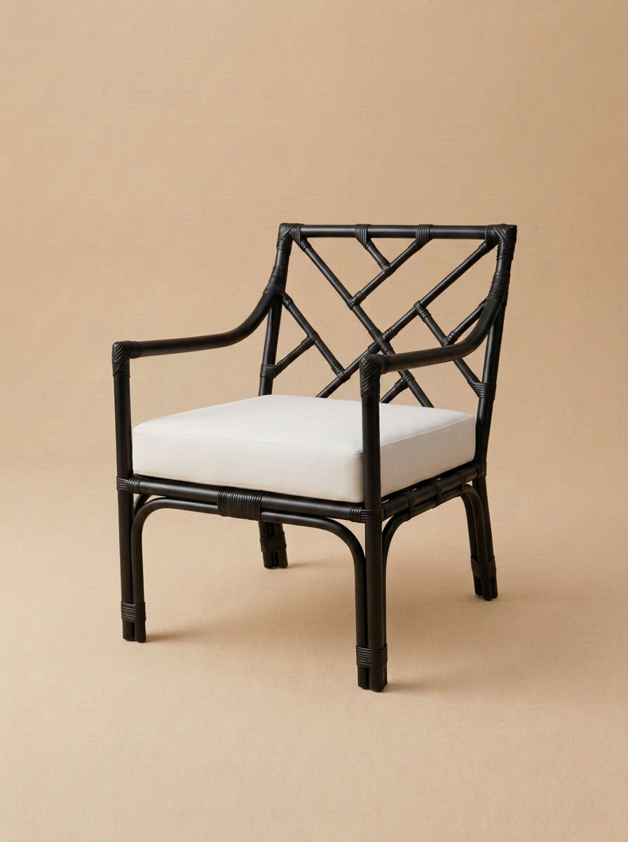 NIZA RATTAN CHAIR - Bespoke furniture - Main view - Black color
