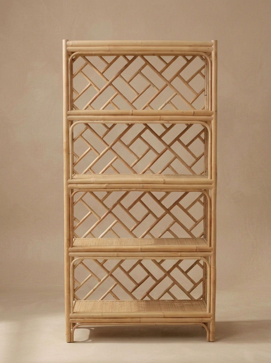 MING RATTAN BOOKSHELF - Bespoke funiture - Front view