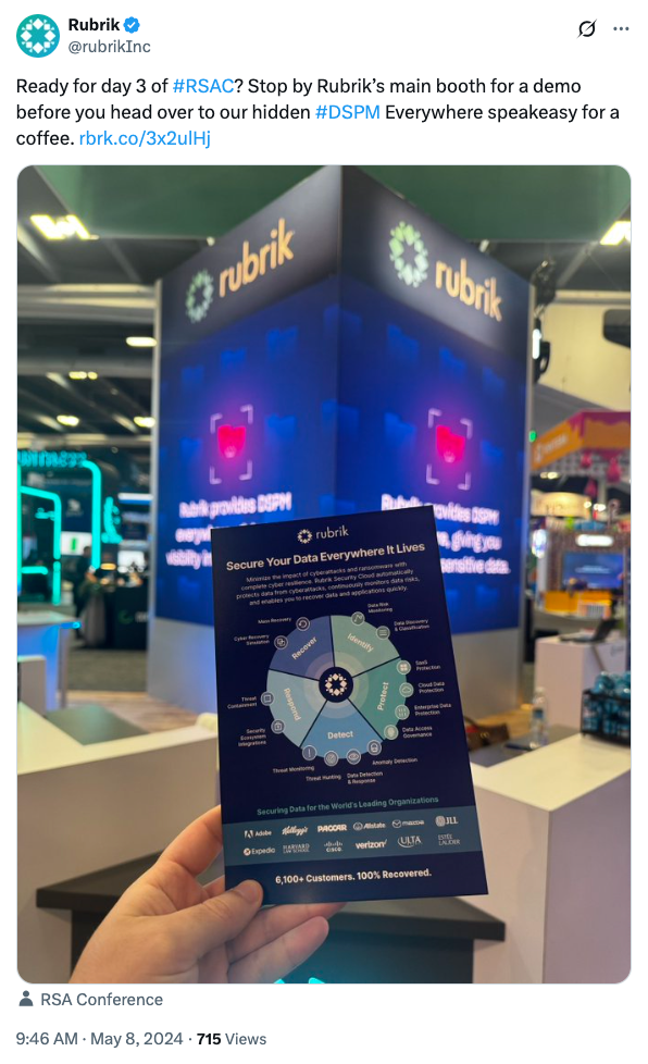 Brand social media post encouraging attendees to visit our booth