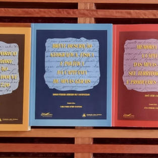 Os cinco primeiros livros da Mineiriana, editados por Eleonora, coordenadora da Coleção, em 1994, quando diretora do Centro de Estudos Históricos e Culturais da Fundação João Pinheiro.