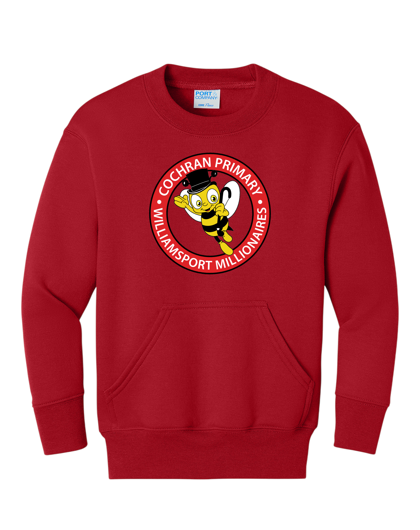 Port & Co™ Youth Core Fleece Crewneck Pocket Sweatshirt