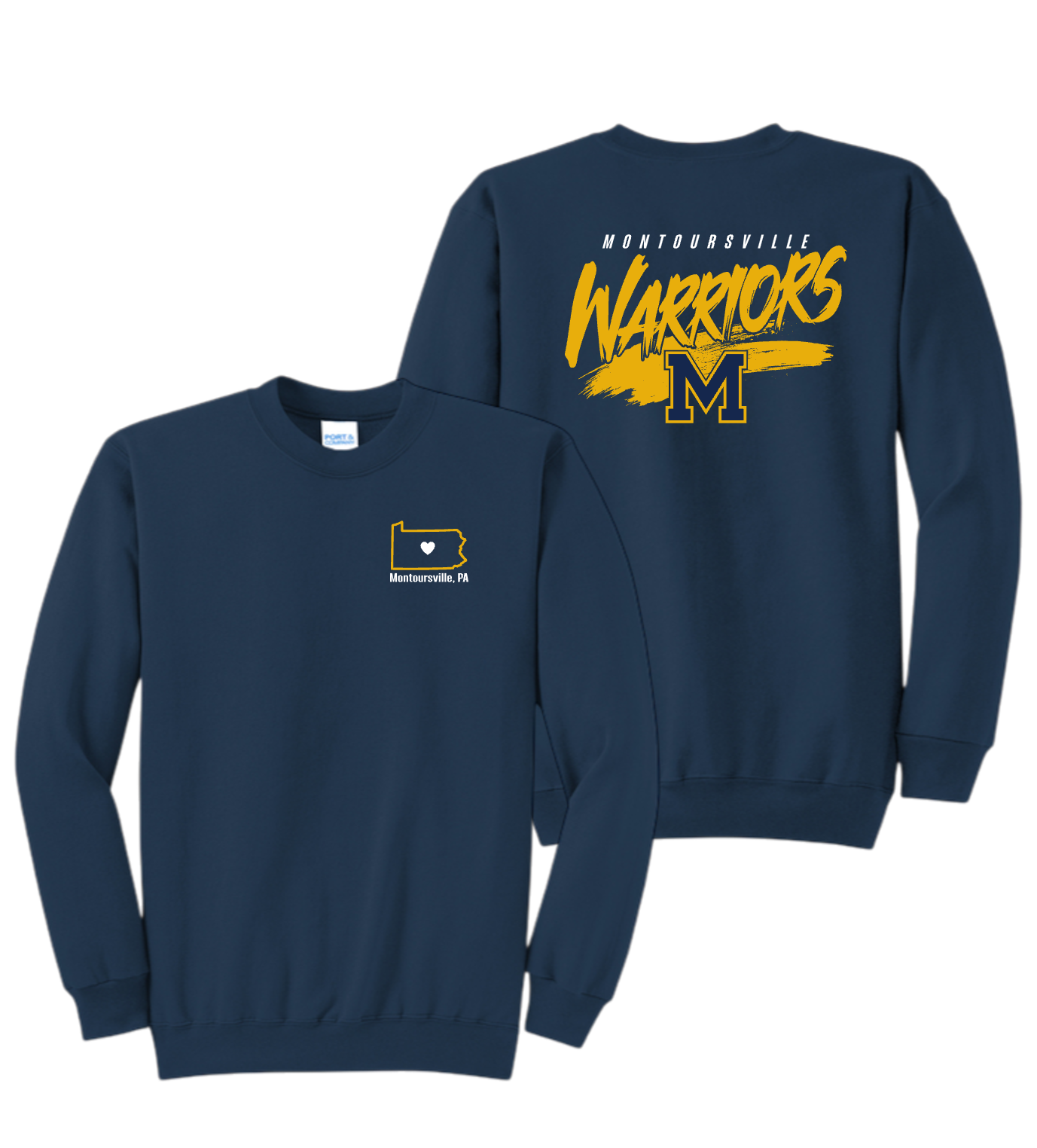 2-Logo Port & Co™ Tall Essential Fleece Crewneck Sweatshirt