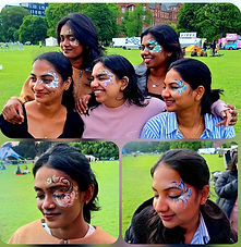 Bespoke festival face art and eco bio-glitter makeup setup in West Lothian by Event Buddies Scotland