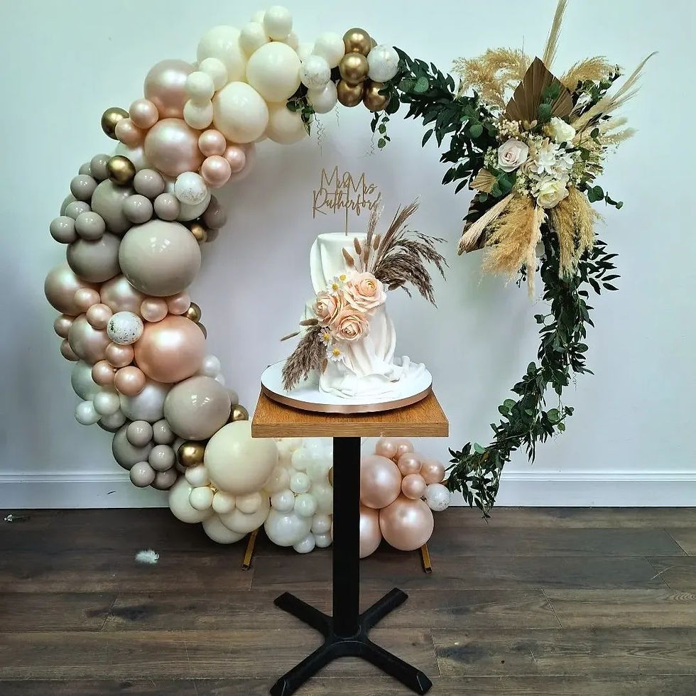 Thumbnail: Wedding supplier Scotland.  Backdrops and luxury balloons, welcome easel & props