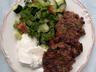 Söcce with Onion Flower Stalks (Allotment Herb & Cheese Fritters)