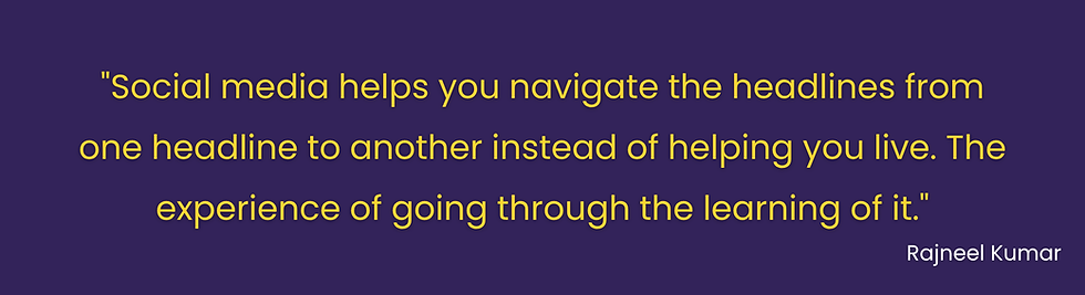 Yellow text on a dark blue background reads "What I wanted was sometimes contrary to what society usually did; that gave me confidence." - Prasanna Akella.