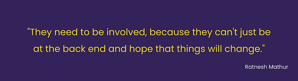 Yellow text on a dark blue background reads: "We call these children work certified...The results are in front of you." - Ratnesh Mathur.