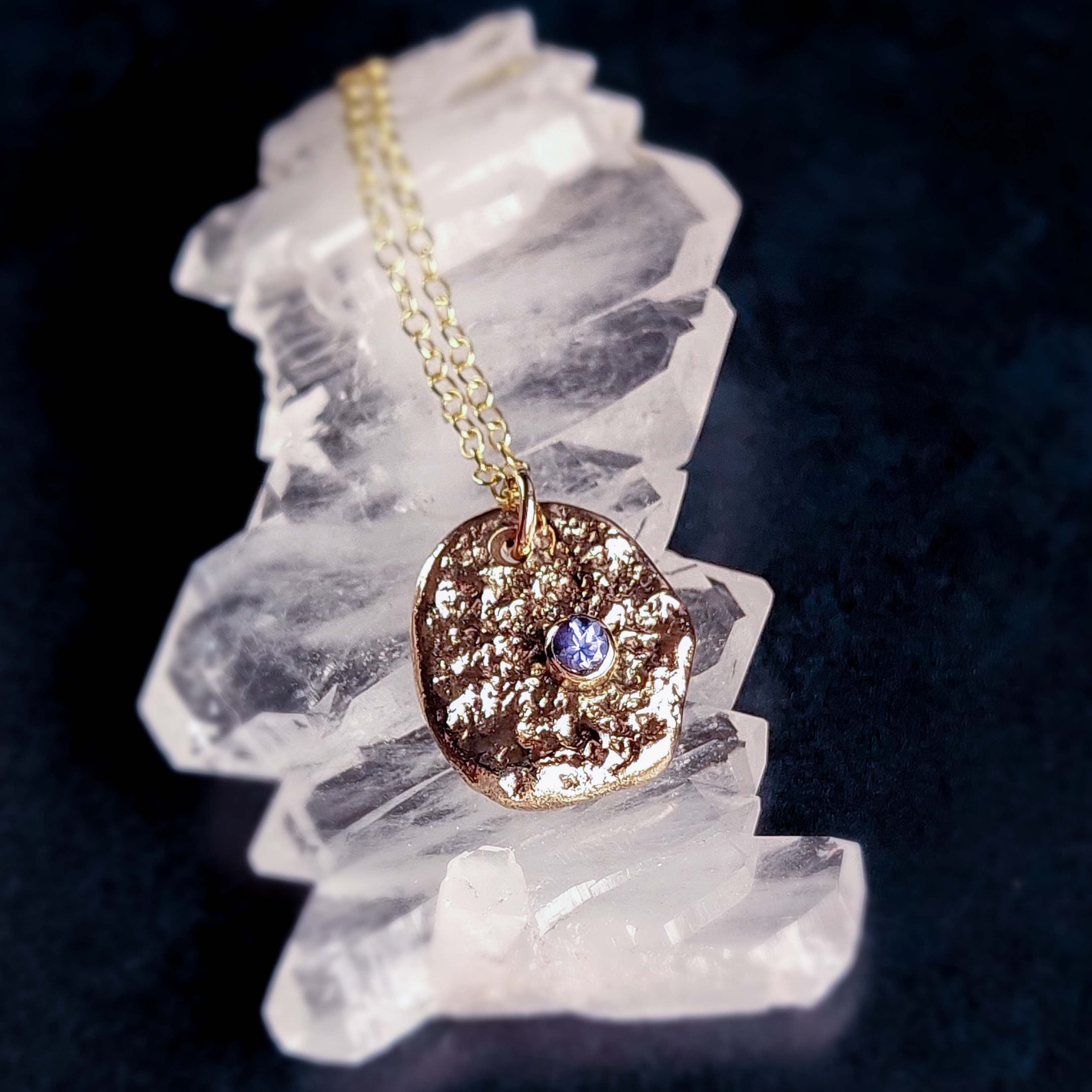 Gold and Tanzanite Tir Pendant