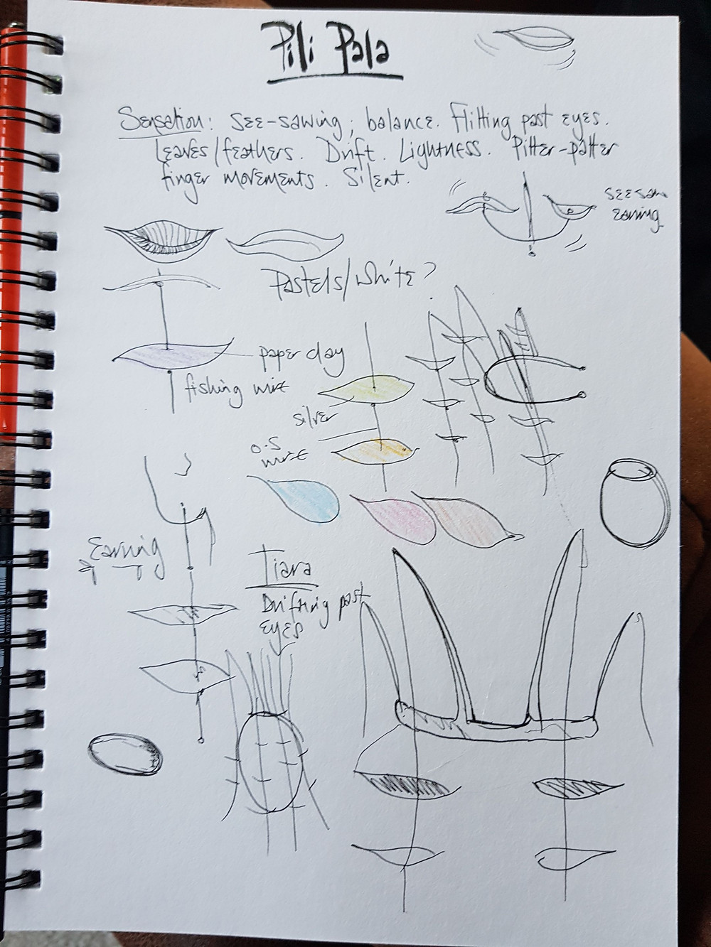 initial response and sketches to the word 'pili-pala'