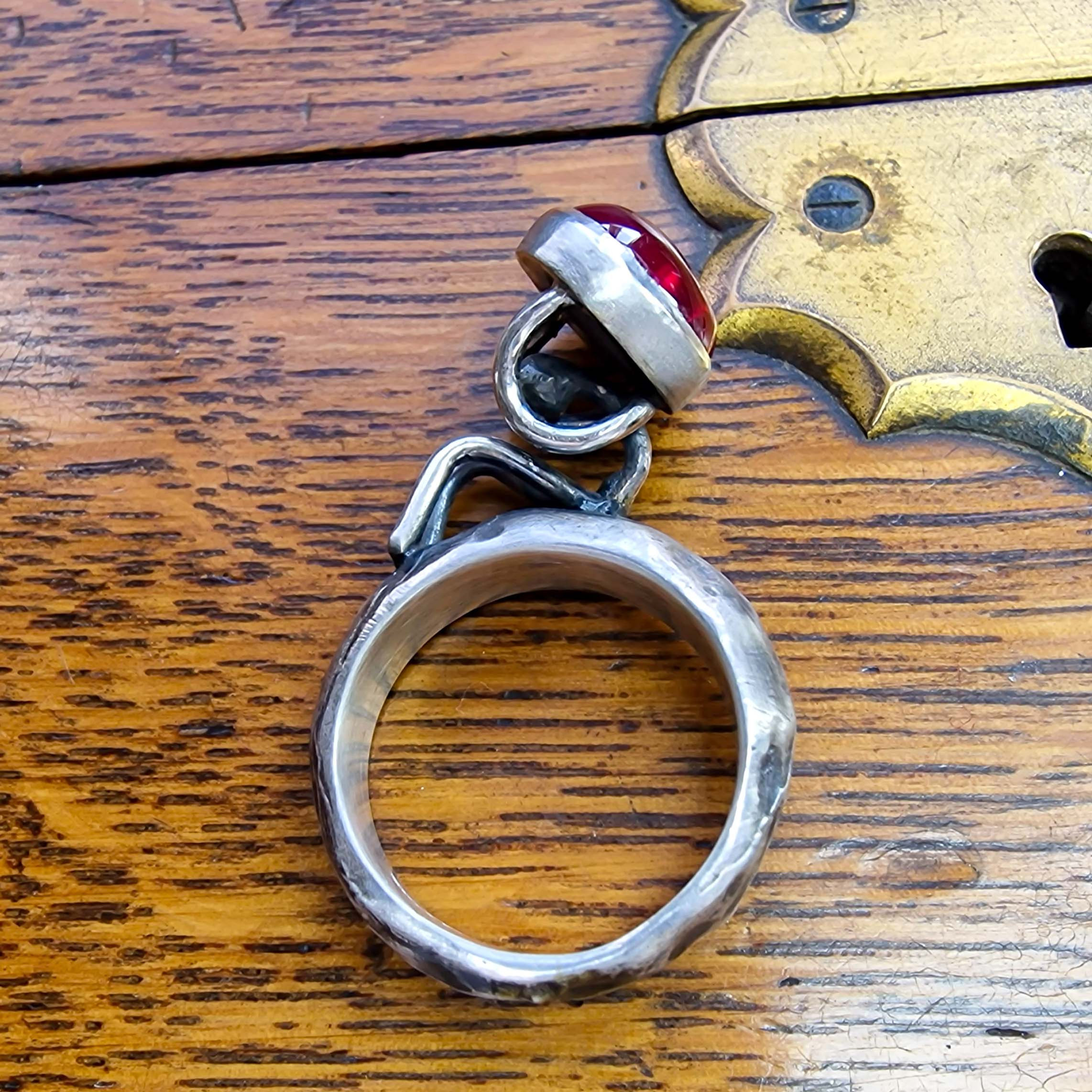 Loss Ring; Silver & Synthetic Ruby