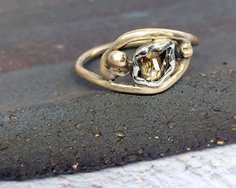 Thumbnail: Yellow & White Gold Ring with Rosecut Diamond