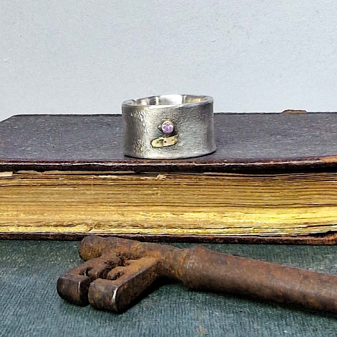 Wide Ring with Pink Sapphire