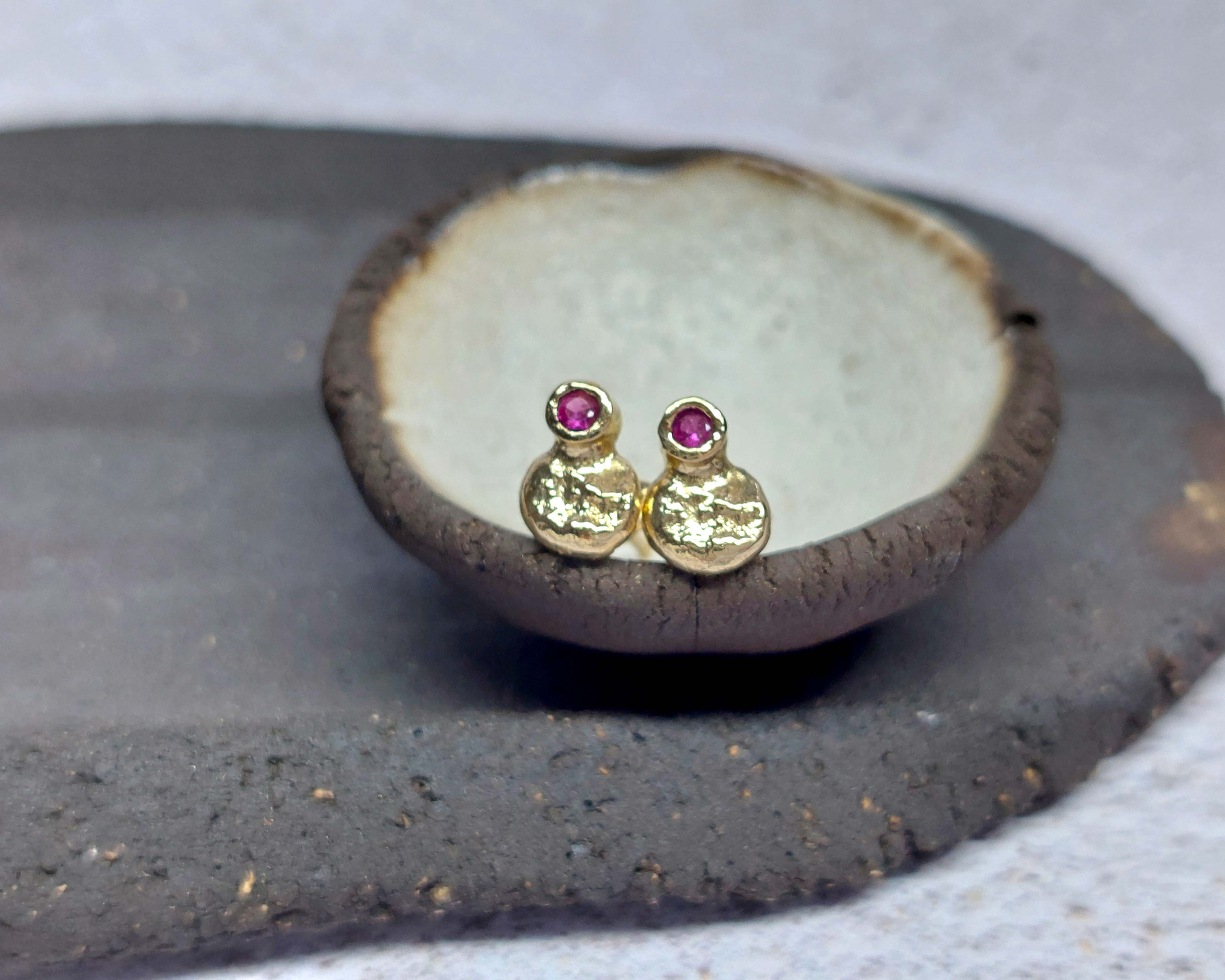 9ct Gold & Pink Sapphire Earrings