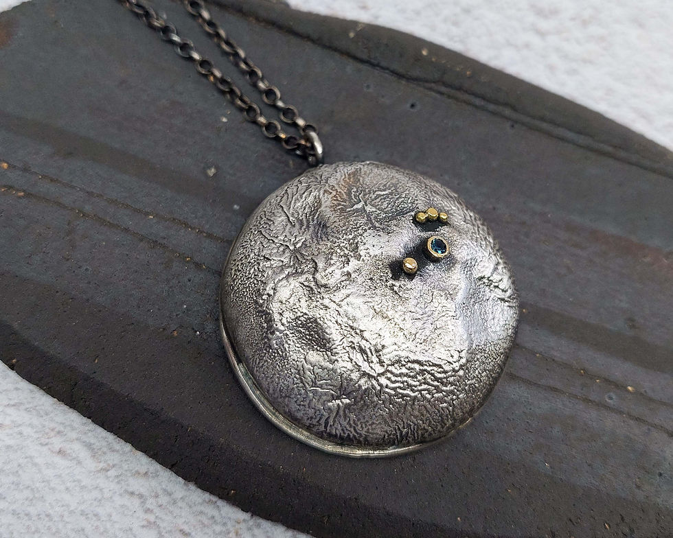 Thumbnail: Large Silver, 18ct Gold & Sapphire Pendant