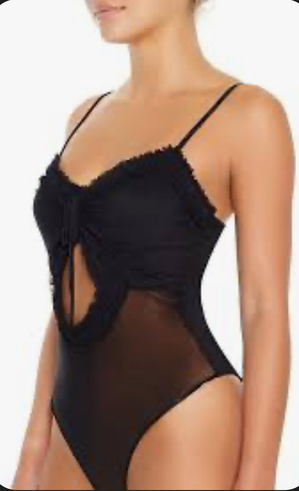 Thumbnail: Sheer Mesh Cutout Cami Bodysuit