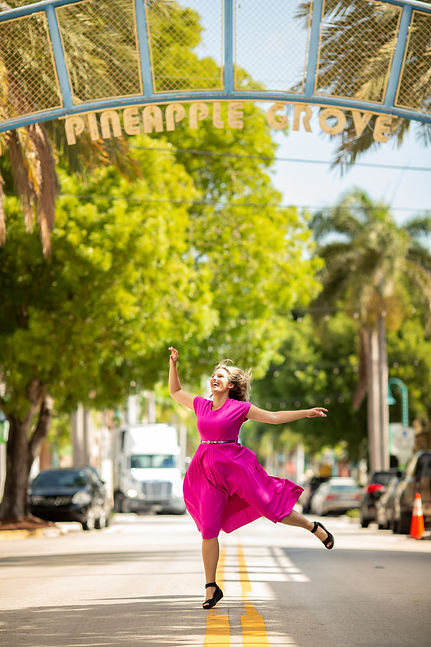 Stopping Traffic Hot Pink Dress Pineapple Walk Jump 5 BJ1A1241.jpeg