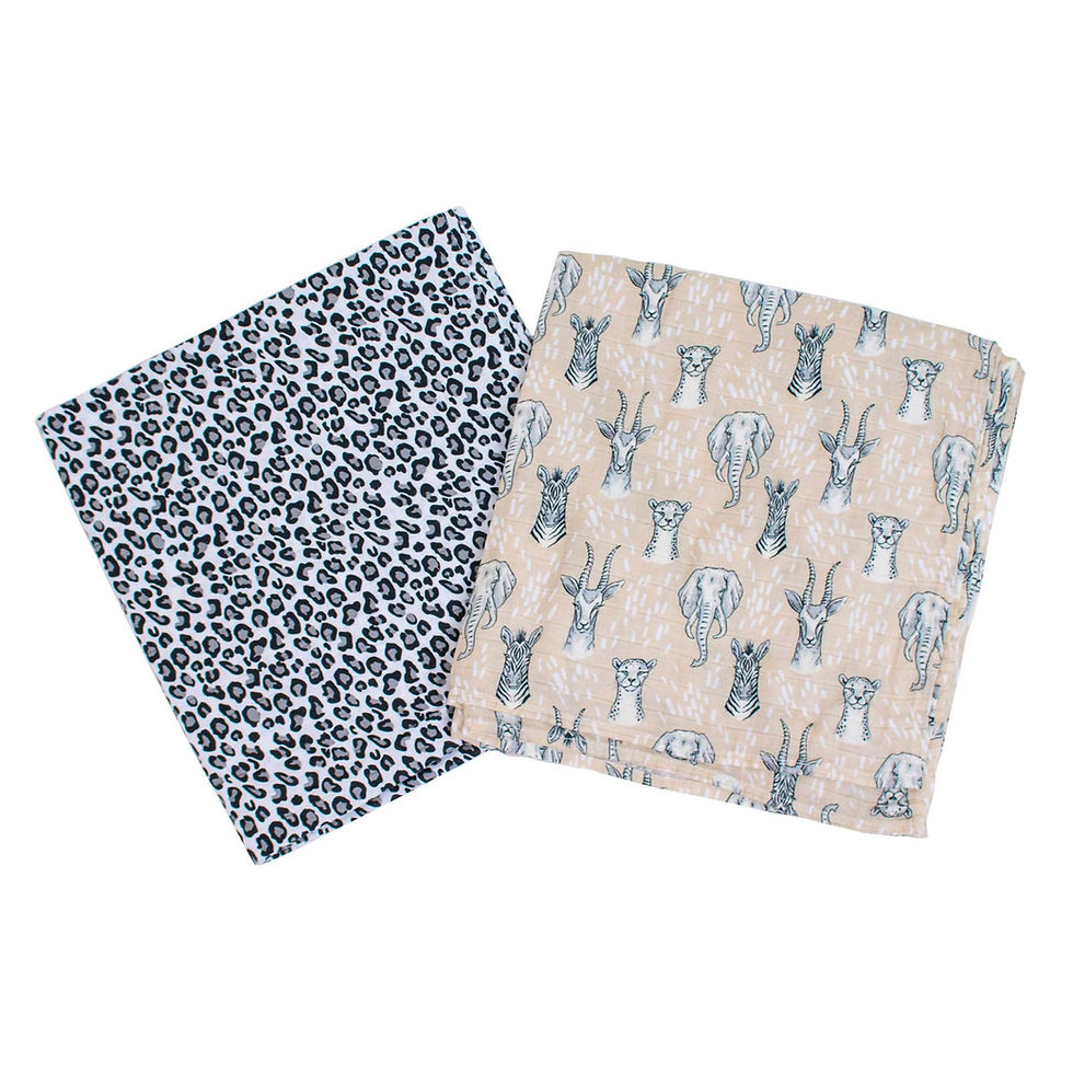縮圖：Safari + Leopard Luxury Muslin Swaddle Blankets