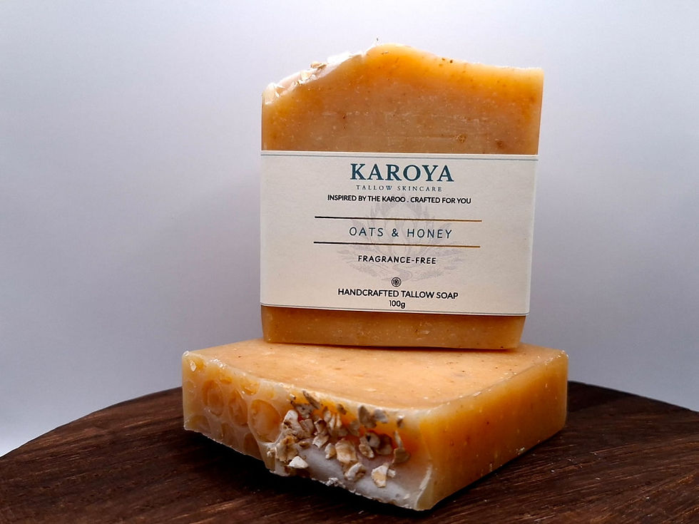 Unscented fragrance free HONEY AND OATS tallow soap