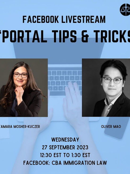 Watch IRCC Portal Tips & Tricks Livestream for the Canadian Bar Association's Immigration Section