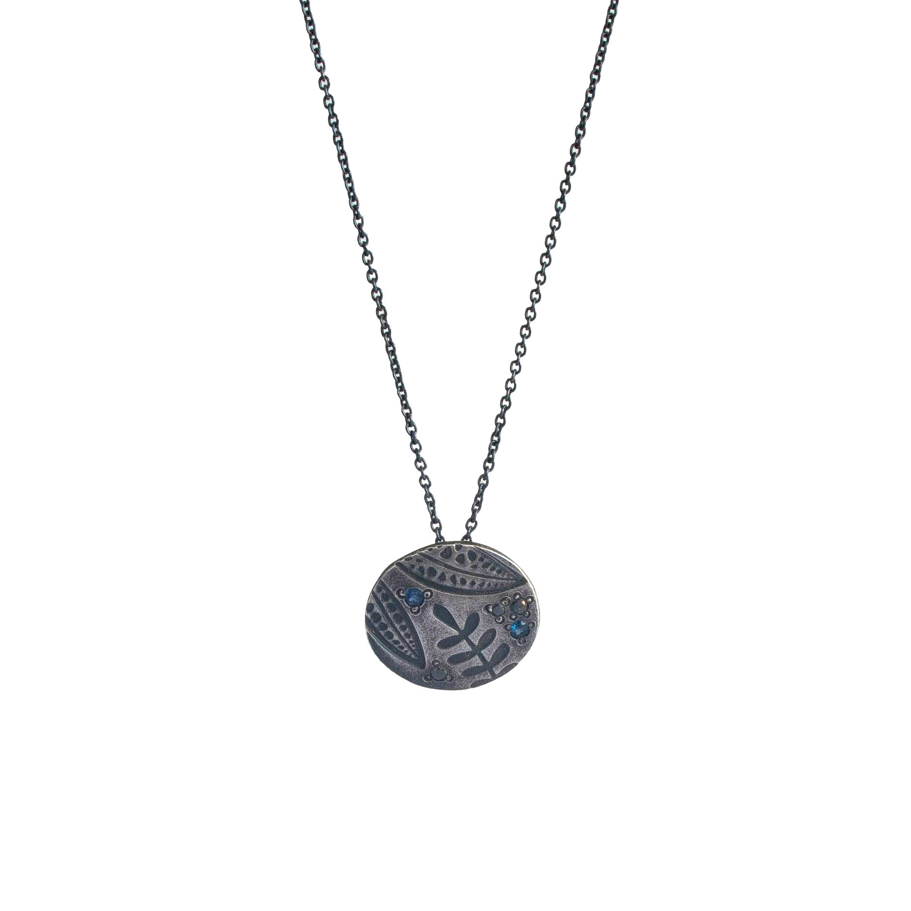 Silver Leaf Foliage Imprint Pendant Necklace