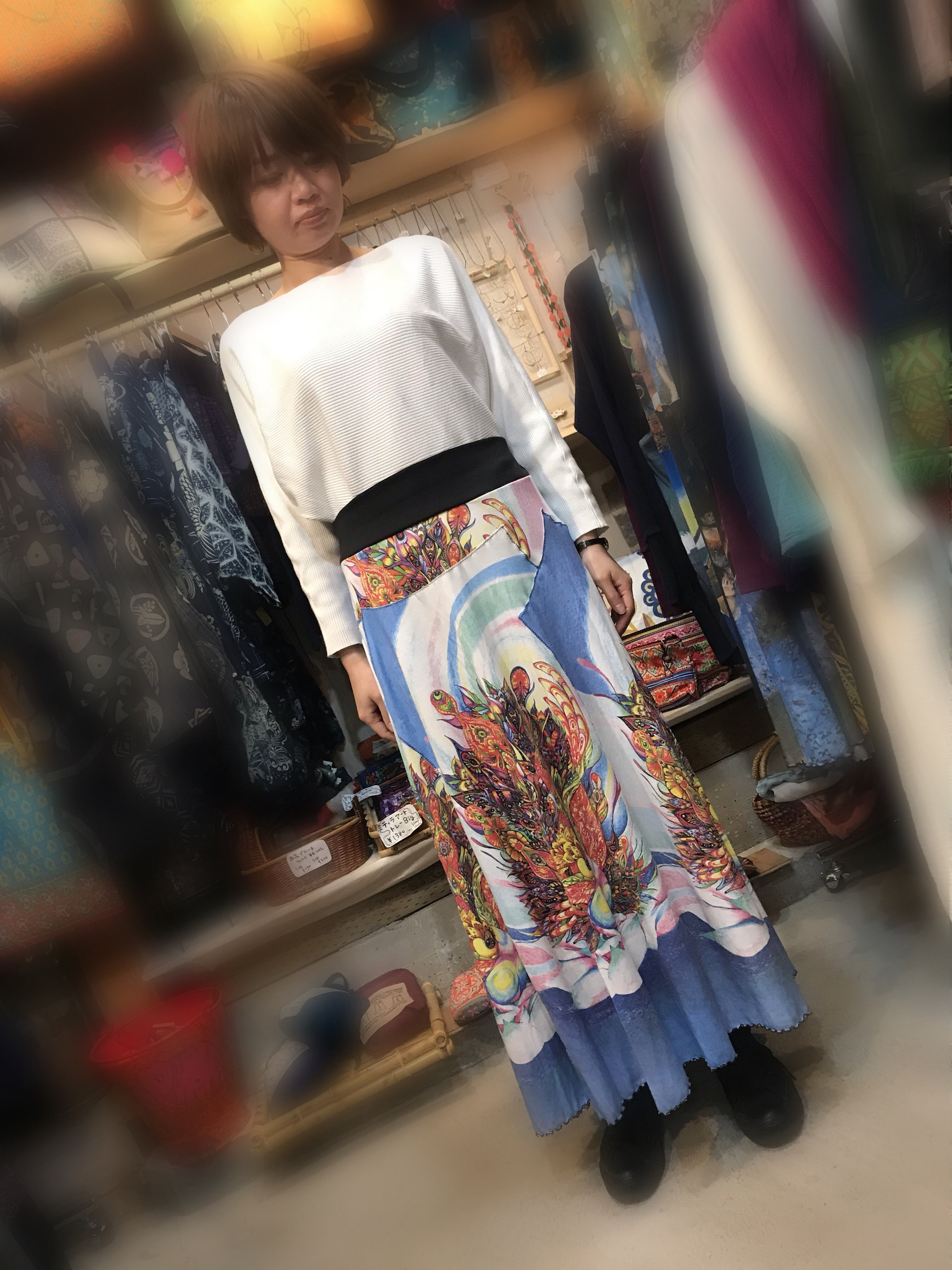 池上ナミ氏ペン画 2wayロングスカート