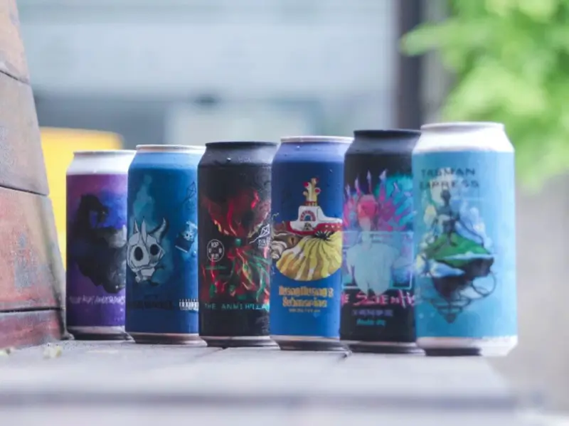 Colorful craft beer cans from Wild Kite Brewing in Beijing