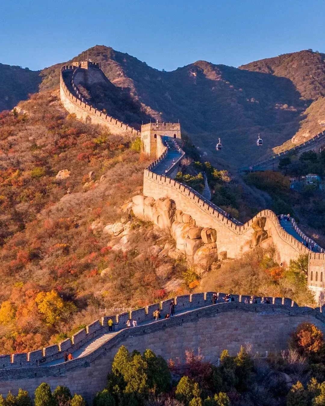 Badaling Great Wall in Beijing with fully restored walls stretching across mountain ridges, showcasing the most iconic Beijing Great Wall scenery