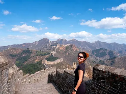 Traveler enjoying Jinshanling Great Wall views on a BiteEscape Beijing private tour
