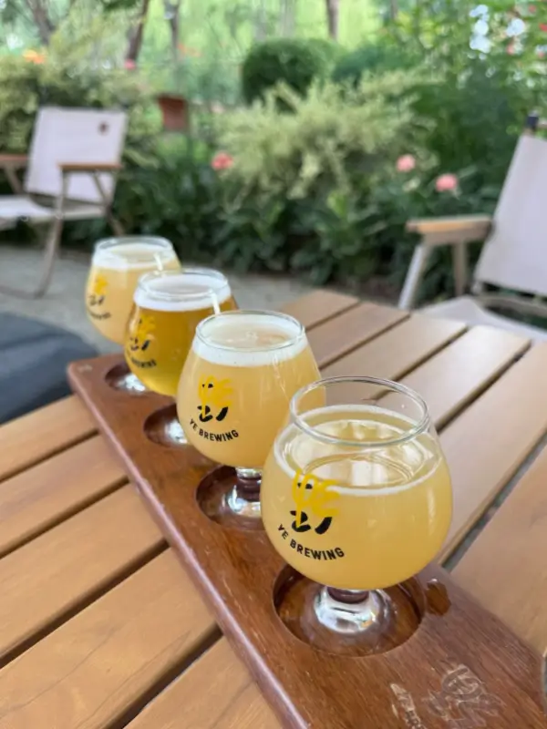 Craft beer tasting flight at Wild Goose Brewing Beijing