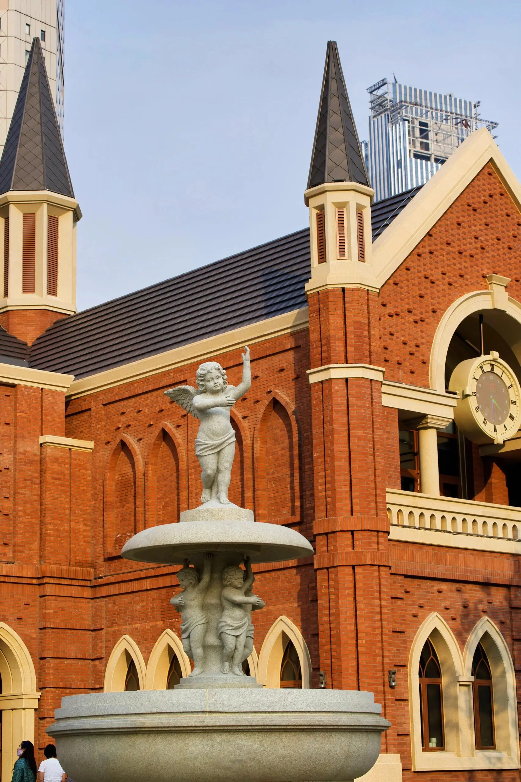 European-style historic architecture in Tianjin Five Great Avenues with red brick walls, decorative details, and classic Western design elements