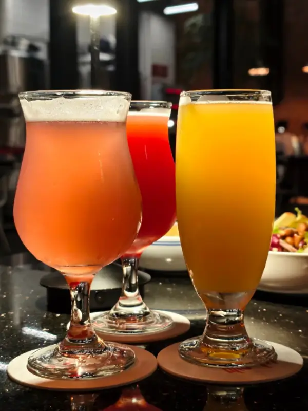 Glasses of craft beer served at Peiping Machine in Beijing