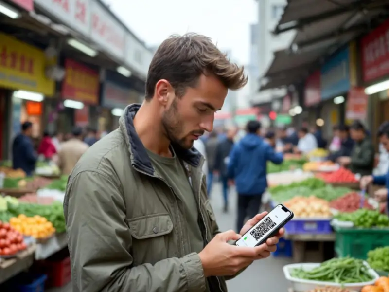 Using Alipay or WeChat Pay mobile payments in a Chinese market.
