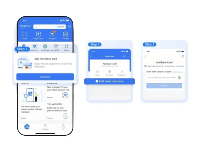 Add international card in Alipay