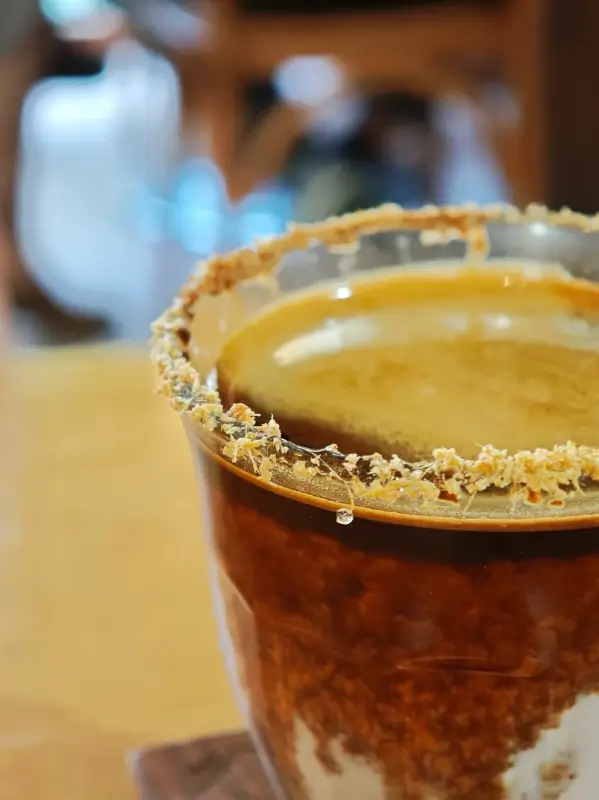 Top view of Guava Dirty showing its creamy fruit and coffee mix