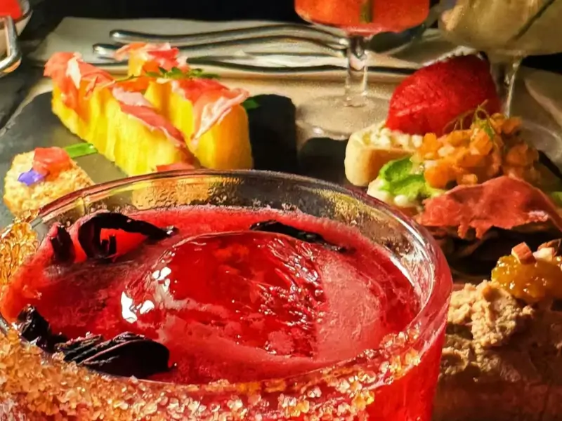 Signature cocktail and bar snacks at Modernista in Beijing