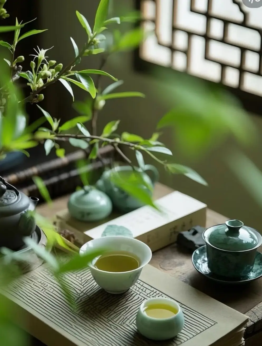 Authentic Chinese Porcelain Tea Set in Grenn