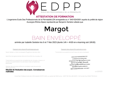 Attestation de formation reçue !
