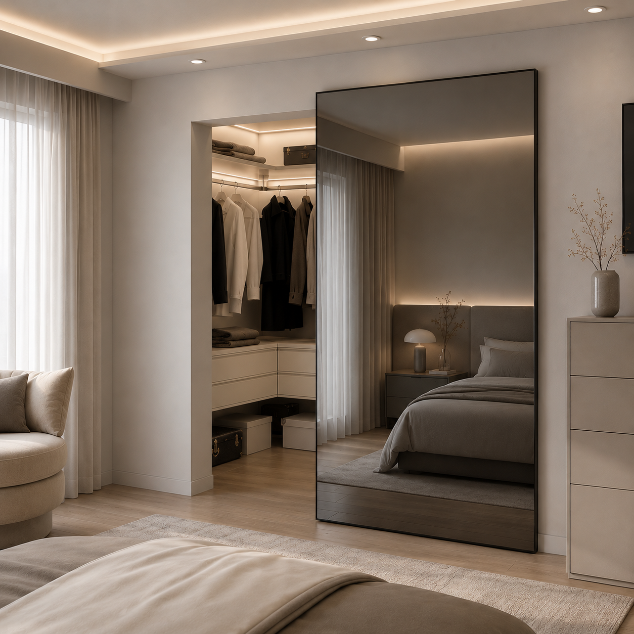 Ghost Track Timber Laminate Sliding Door