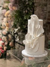 Modern White Wedding cake with Fondant sails by Roseberry Cake Creations