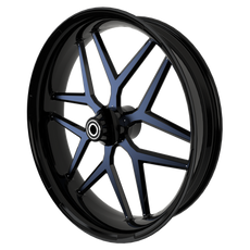 GT3 motorcycle wheel in black with blue insert