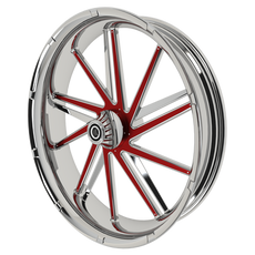GT2 motorcycle wheel in chrome with red insert