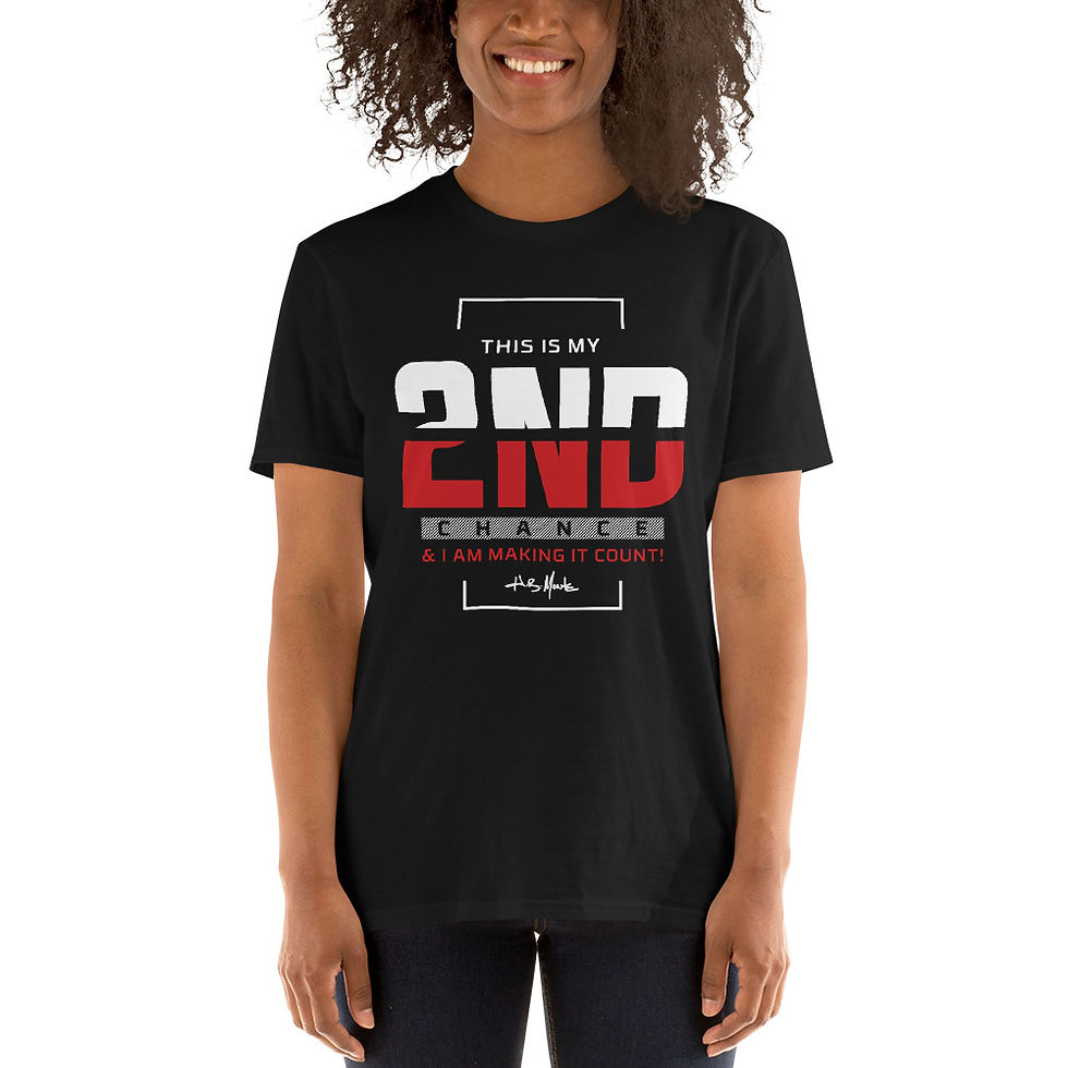 Thumbnail: H.B. MONTE - 2nd Chance Motivational Unisex Short-Sleeve T-Shirt (Black)