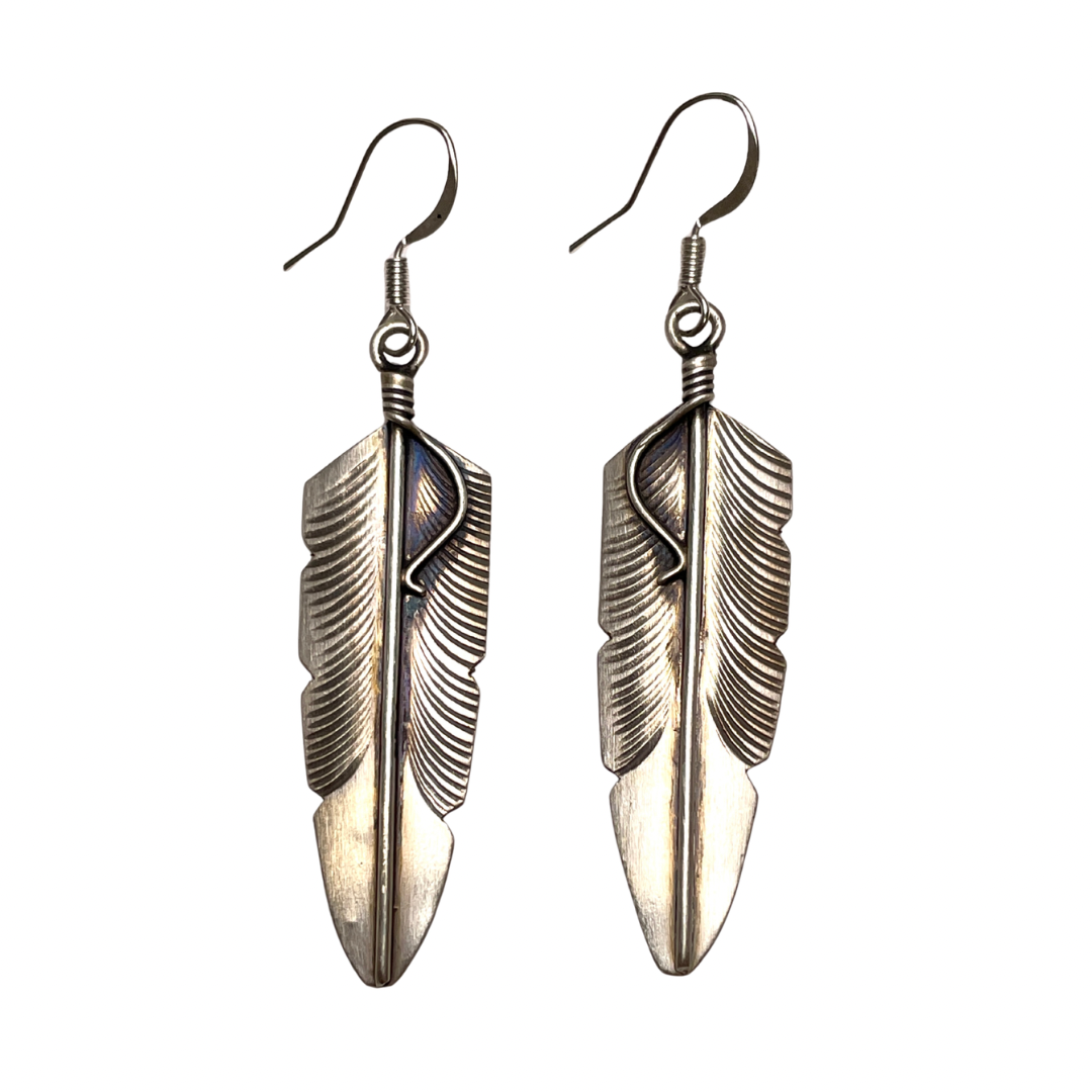 Sterling Silver Feather Earrings