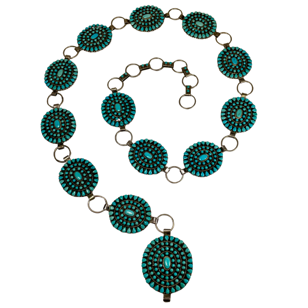 Turquoise Petit Point Concha Belt