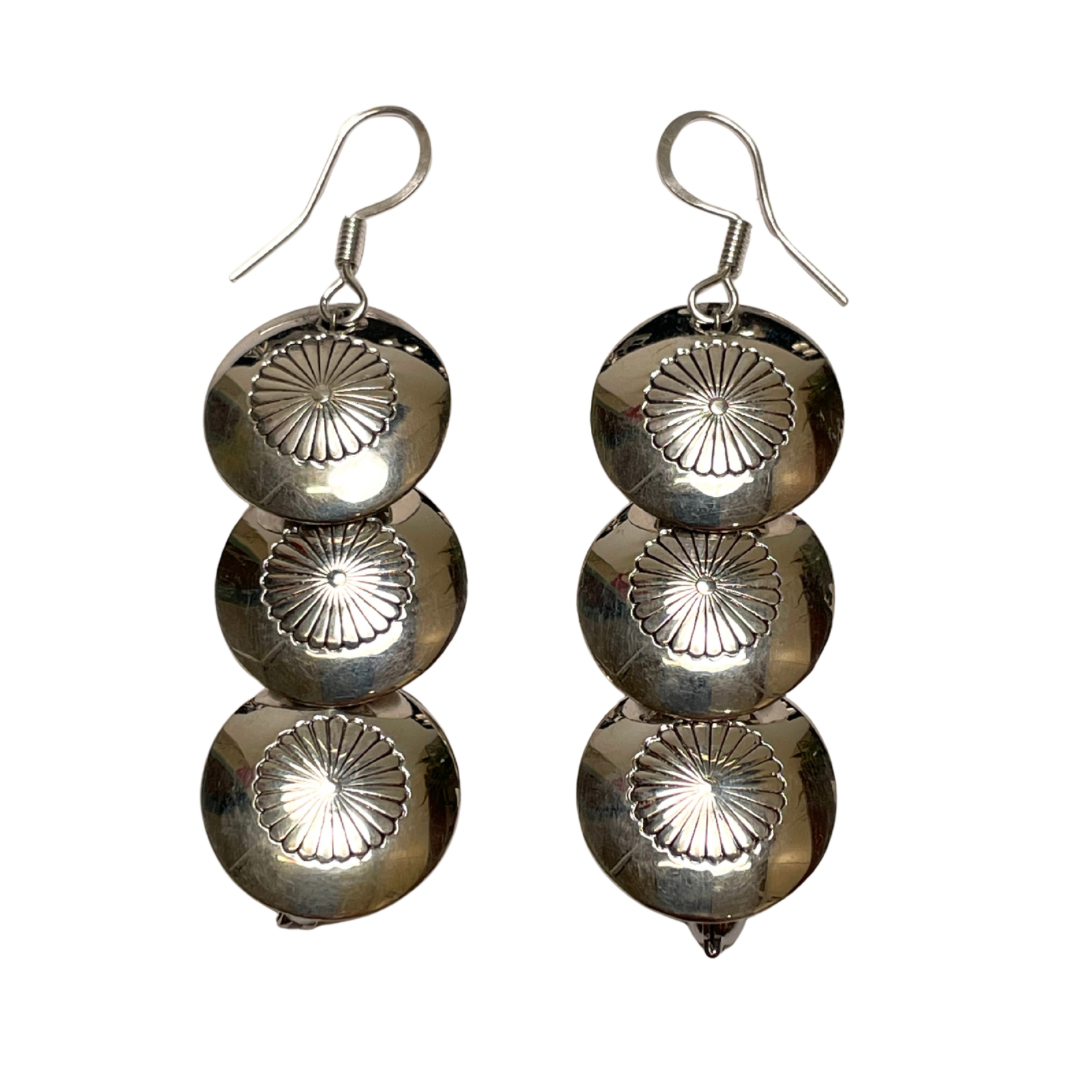 Sterling Silver Stamped Concho Earrings