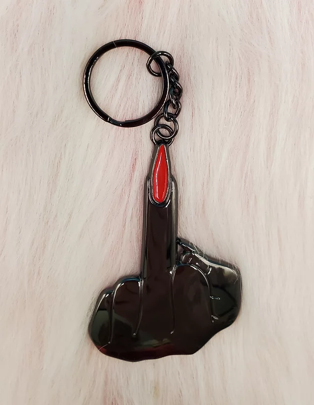 Middle Finger Keychain - Gunmetal (Adult Content)