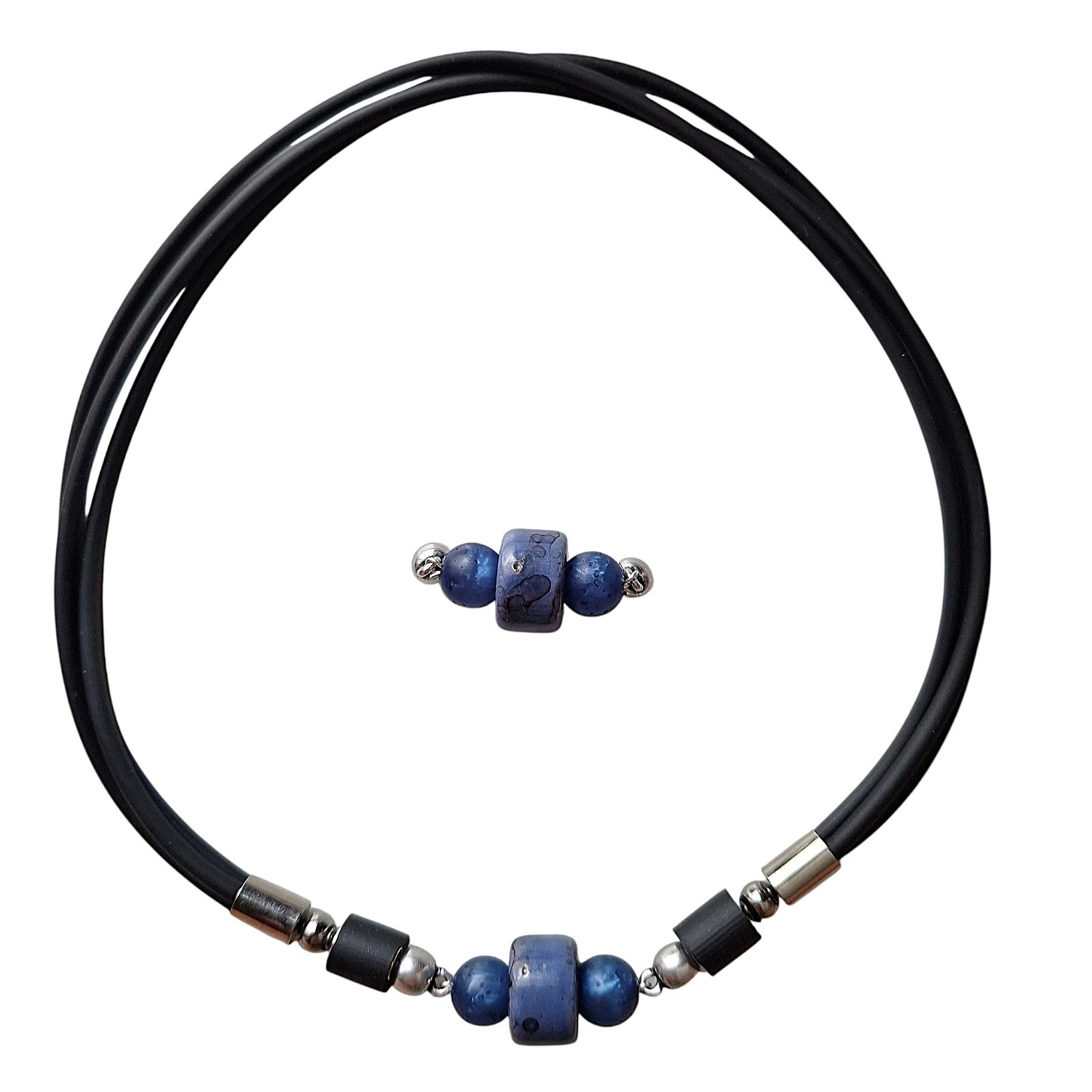 NEU: Fantasie-Dekor Keramik blau   (ohne Kette)