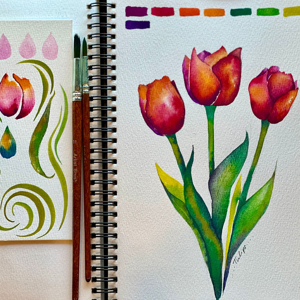 Watercolor Wednesday- Vibrant Tulips 