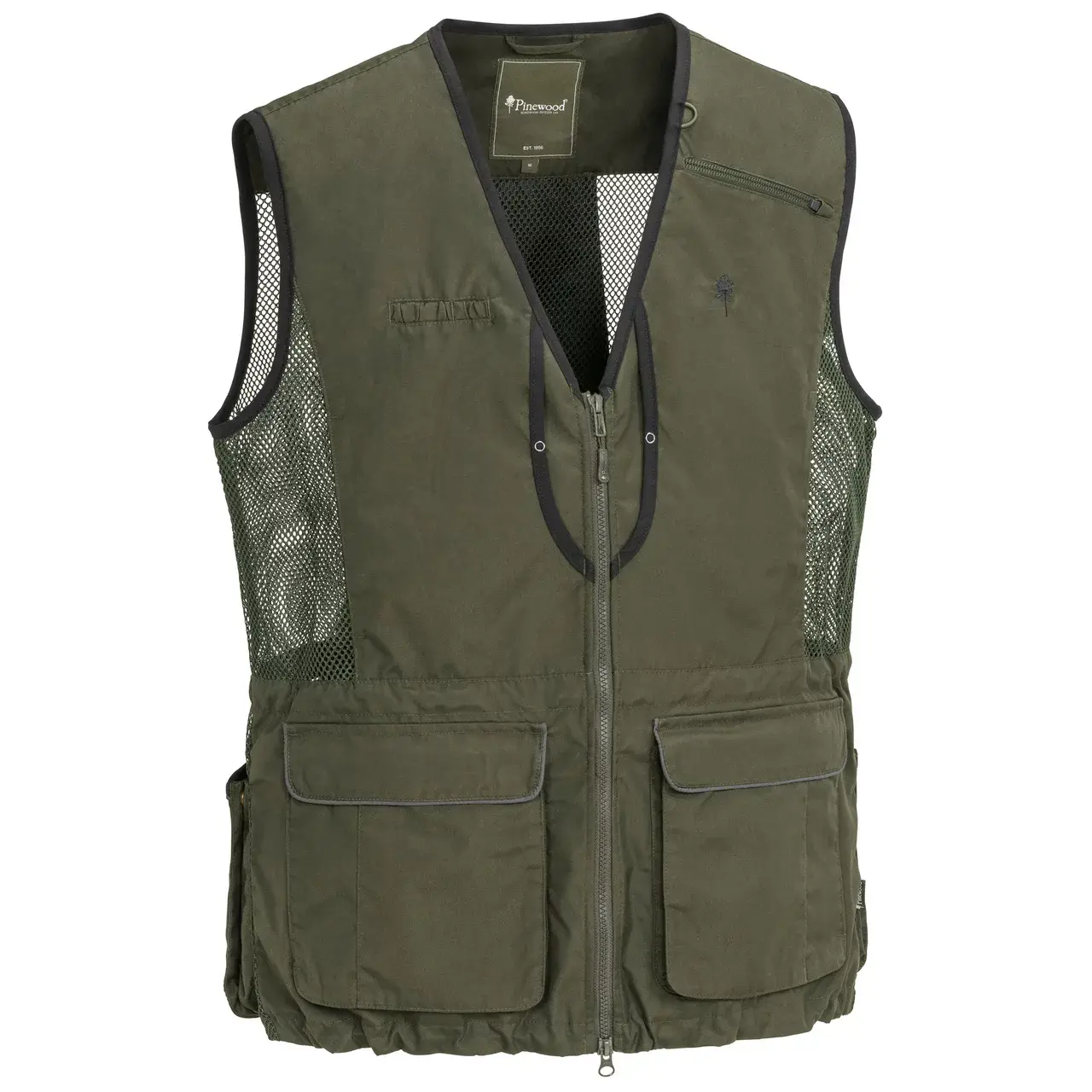 Front image of a men's Pinewood Dog Sports Vest in Moss Green.